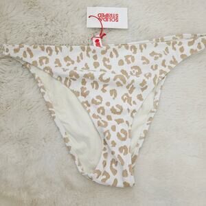NEW SOLID & STRIPED Gold Leopard Print Jacquard Bikini Swim Bottom XL